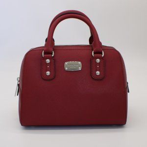 Michael Kors Saffiano Small Satchel in Cherry Red